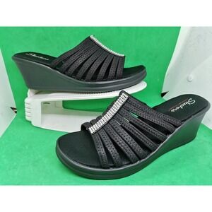 NEW Skechers Women's Rumblers Hot Shot Multi-Strap Slide Womens Black Size 11 EW